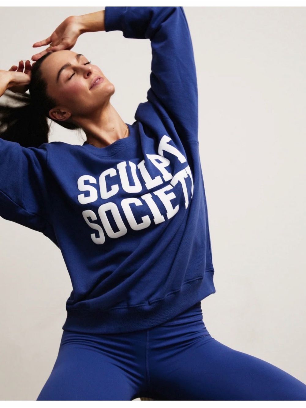 Women's SCULPT SOCIETY Blue Cotton Pullover Crewneck Sweatshirt Size Large L